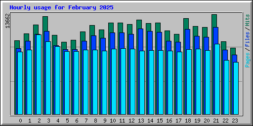 Hourly usage for February 2025